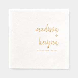 Minimal and Chic   Gold and White Wedding Foil Napkins