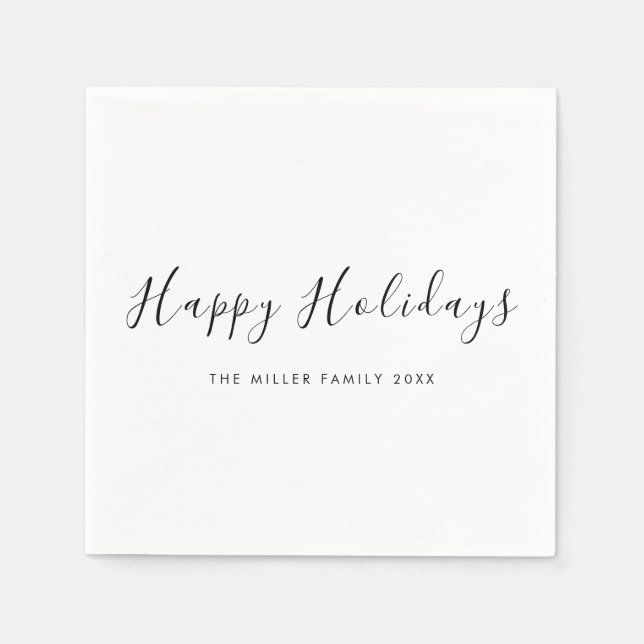 Minimal and Chic | Happy Holidays Napkins (Front)