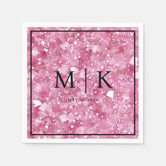 Minimal and Chic | Pastel Pink Glitter Wedding   Napkin (Front)