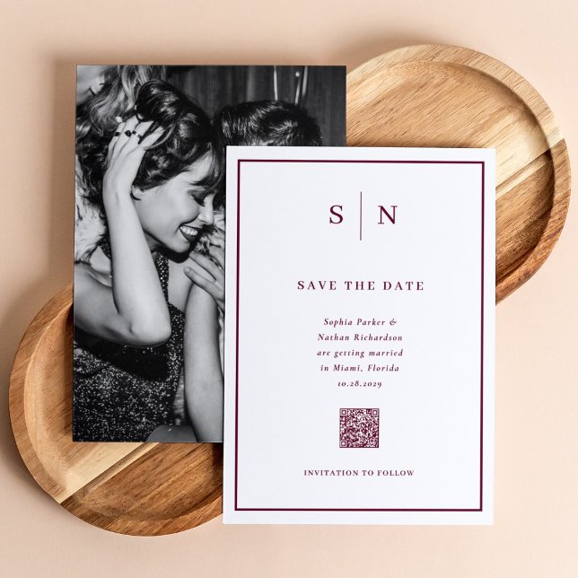 Minimal and Chic | Photo Back and QR Code Wedding Save The Date (Creator Uploaded)