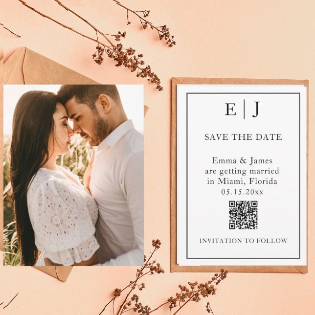 Minimal and Chic | Photo QR Code Wedding  Save The Date (Creator Uploaded)