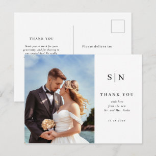 Minimal and Chic   Photo Wedding Thank You Postcard