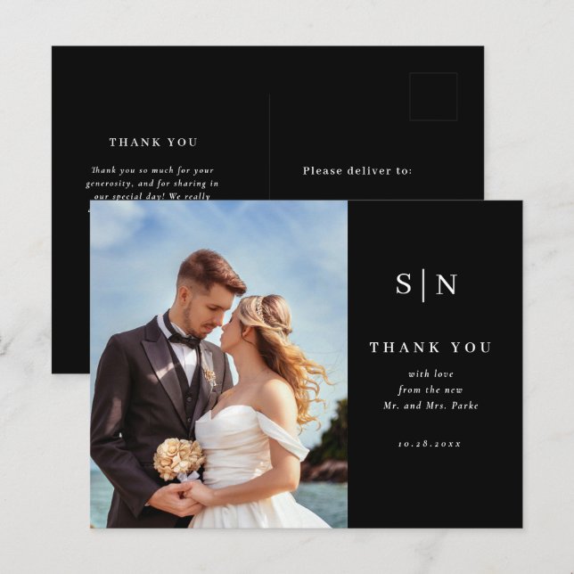 Minimal and Chic | Photo Wedding Thank You Postcard (Front/Back)