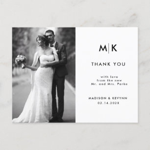 Minimal and Chic   Photo Wedding Thank You  Postcard