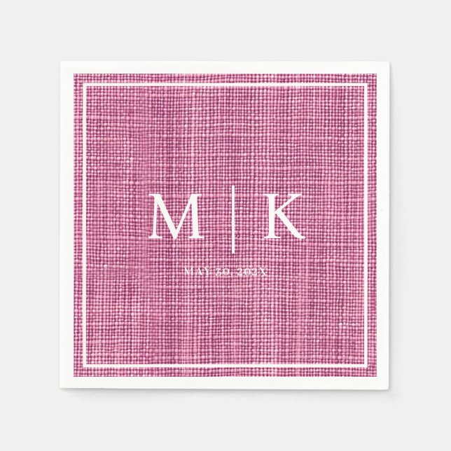 Minimal and Chic | Pink Denim Fabric Wedding  Napkin (Front)
