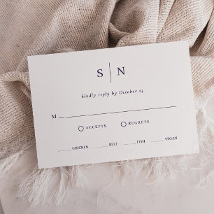 Minimal and Chic Purple and White Meal Choice RSVP Card