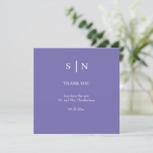 Minimal and Chic   Purple and White Wedding Thank You Card