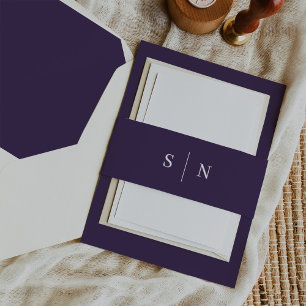Minimal and Chic   Purple Monogram Invitation Belly Band
