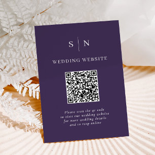 Minimal and Chic Purple QR Code Wedding Enclosure Card