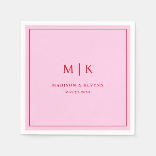 Minimal and Chic Red Pink Wedding Napkins