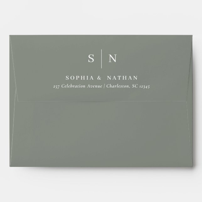 Minimal and Chic | Sage Green Wedding Envelope (Back (Top Flap))
