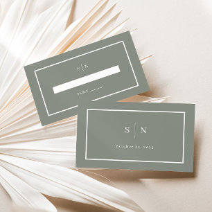 Minimal and Chic   Sage Green Wedding Flat Place Card
