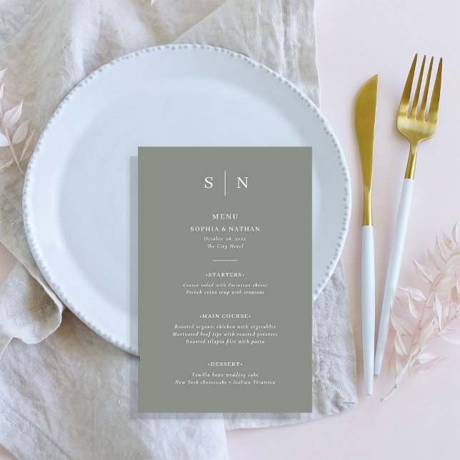 Minimal and Chic | Sage Green Wedding Menu (A chic, elegant sage green wedding menu)