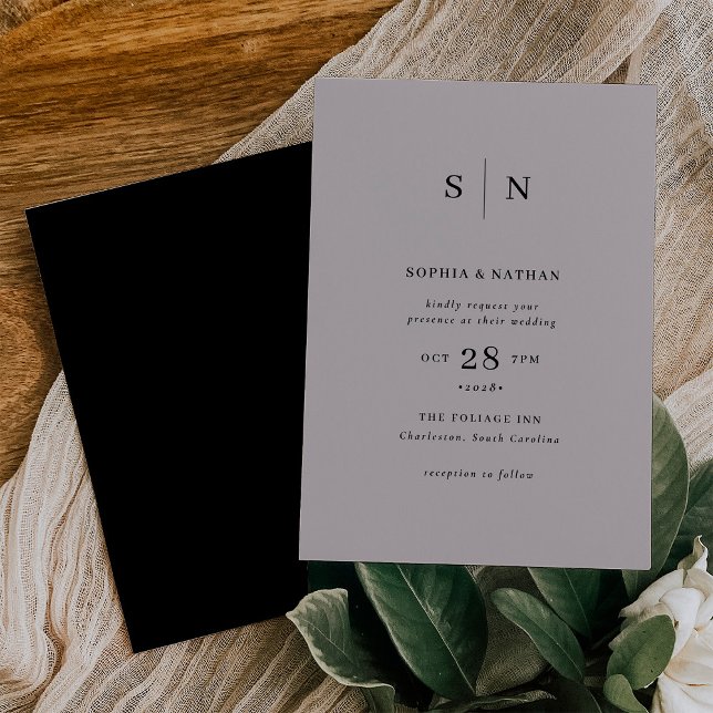 Minimal and Chic | Soft Grey and Black Wedding Invitation (Creator Uploaded)