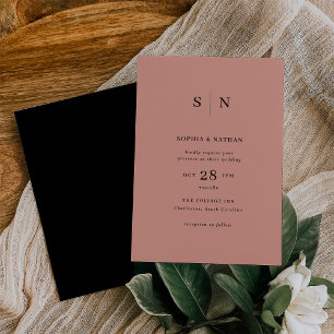 Minimal and Chic Terracotta and Black Wedding Invitation