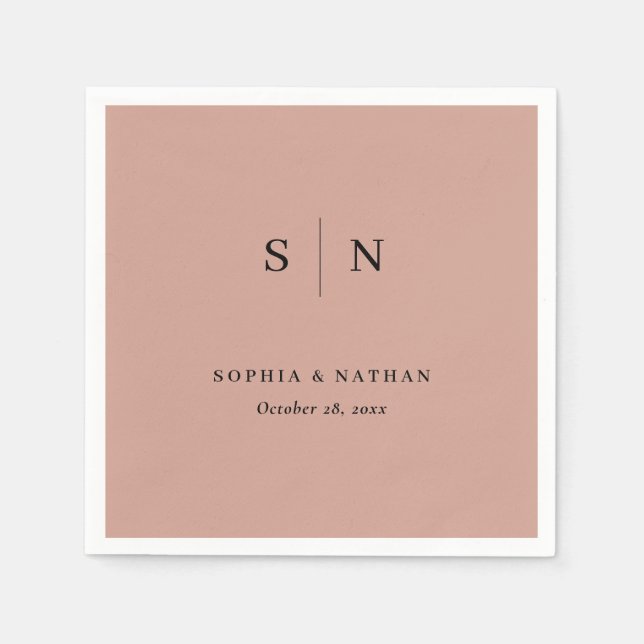 Minimal and Chic | Terracotta and Black Wedding Napkin (Front)