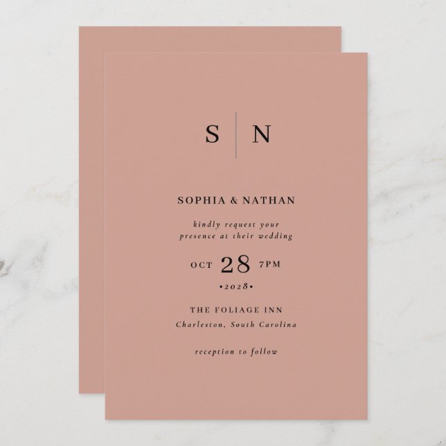 Minimal and Chic | Terracotta Wedding Invitation (Front/Back)