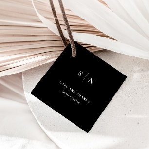Minimal and Chic Thank You Black Wedding Favour Tags
