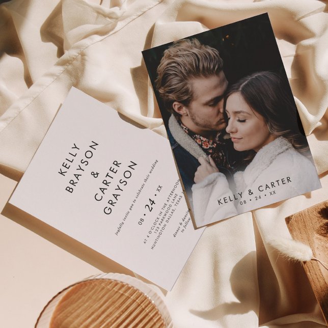 Minimal and Chic Typography Script Photo Wedding Invitation (Creator Uploaded)