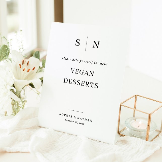 Minimal and Chic | Vegan Desserts Wedding Pedestal Sign (Creator Uploaded)