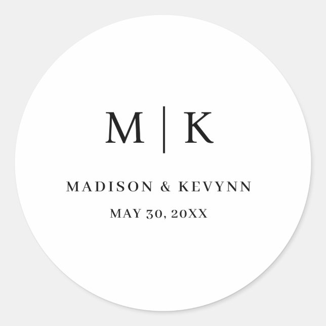 Minimal and Chic | Wedding  Classic Round Sticker (Front)