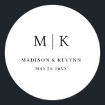Minimal and Chic | Wedding  Classic Round Sticker<br><div class="desc">Minimal and Chic | Black and White Wedding Classic Round StickerThese elegant,  modern wedding or bridal shower napkins feature a simple black and white text design that exudes minimalist style. Add your initials or monogram to make them completely your own.</div>