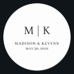 Minimal and Chic | Wedding  Classic Round Sticker<br><div class="desc">These elegant,  modern wedding or bridal shower Paper Plates feature a simple black and white text design that exudes minimalist style. Add your initials or monogram to make them completely your own.</div>