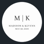 Minimal and Chic | Wedding  Classic Round Sticker<br><div class="desc">These elegant,  modern wedding or bridal shower Paper Plates feature a simple black and white text design that exudes minimalist style. Add your initials or monogram to make them completely your own.</div>