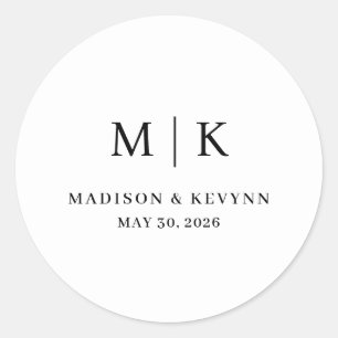 Minimal and Chic   Wedding  Classic Round Sticker