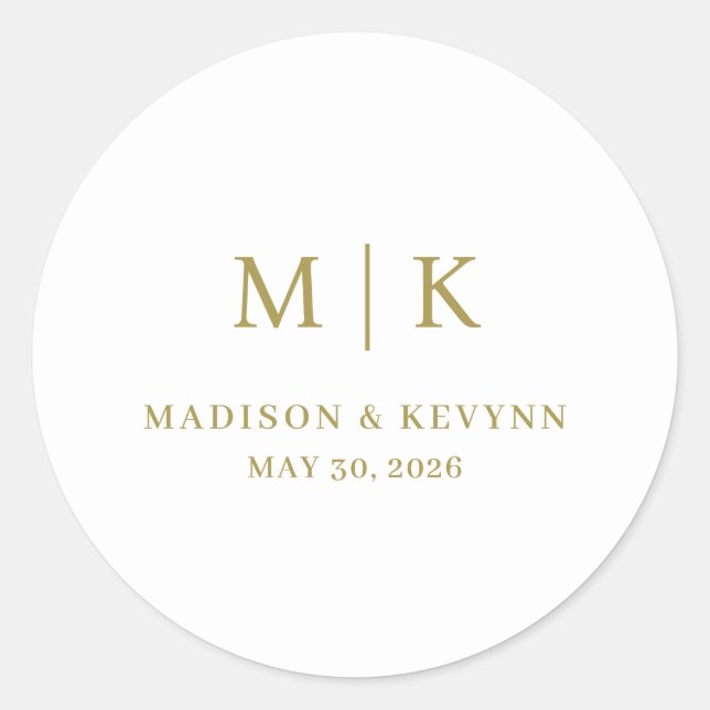 Minimal and Chic | Wedding  Classic Round Sticker (Front)