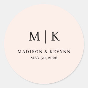 Minimal and Chic   Wedding  Classic Round Sticker