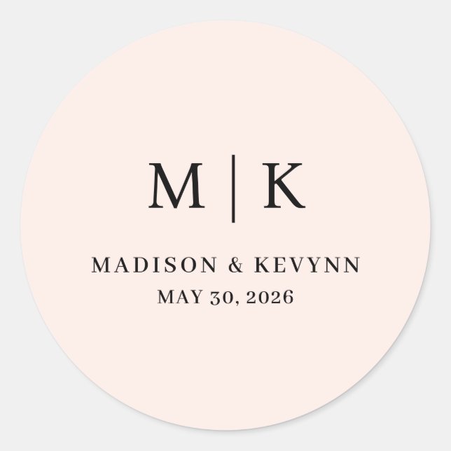 Minimal and Chic | Wedding  Classic Round Sticker (Front)