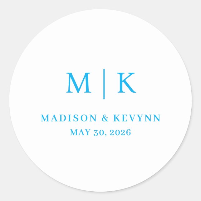 Minimal and Chic | Wedding  Classic Round Sticker (Front)