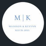 Minimal and Chic | Wedding  Classic Round Sticker<br><div class="desc">Minimal and Chic | Bue Wedding Classic Round StickerThese elegant,  modern wedding or bridal shower napkins feature a simple black and white text design that exudes minimalist style. Add your initials or monogram to make them completely your own.</div>