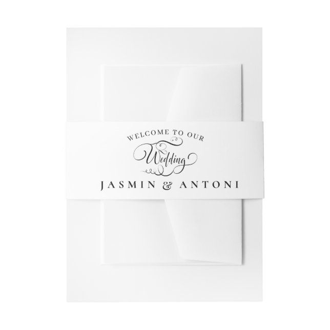 Minimal and Chic wedding Invitation Belly Band (Front Example)