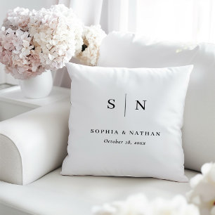 Minimal and Chic Wedding Monogram Throw Pillow