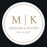 Minimal and Chic | Wedding Monograms Classic Classic Round Sticker<br><div class="desc">Minimal and Chic | Black Wedding Monograms Classic Classic Round Sticker the text, and easily create your personalized Classic Round Sticker . Click EDIT to change the background colour or text colour. You can TRANSFER this DESIGN on other Zazzle products and adjust it to fit most of the Zazzle items....</div>