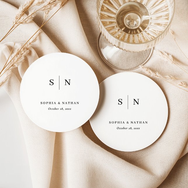 Minimal and Chic | Wedding Round Paper Coaster (Creator Uploaded)