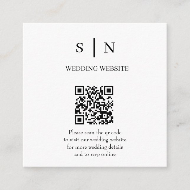 Minimal and Chic | White and Black QR Code Enclosure Card (Front)