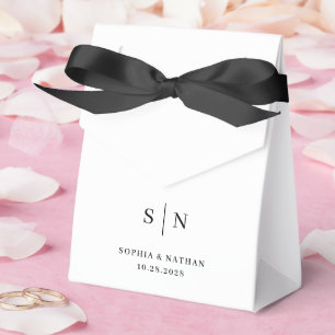 Minimal and Chic   White and Black Wedding Favor Box