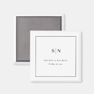 Minimal and Chic White and Black Wedding Magnet