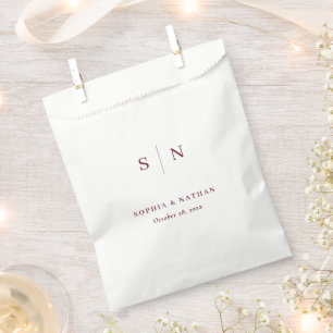 Minimal and Chic   White and Burgundy Wedding Favour Bag