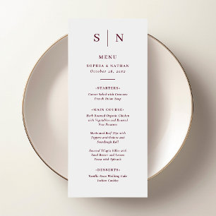 Minimal and Chic   White and Burgundy Wedding Menu