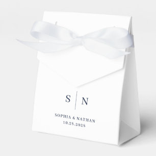Minimal and Chic   White and Navy Blue Wedding Favor Box