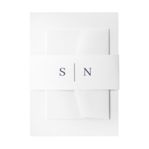 Minimal and Chic White and Purple Monogram Invitation Belly Band