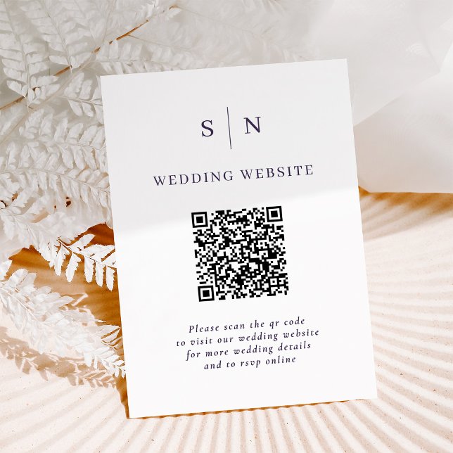 Minimal and Chic White and Purple QR Code Wedding Enclosure Card (Creator Uploaded)
