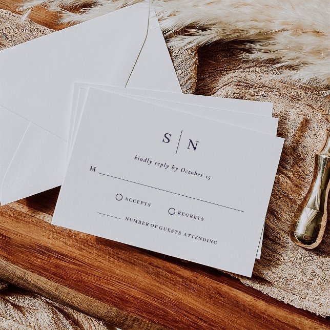Minimal and Chic | White and Purple Wedding RSVP Card (Creator Uploaded)