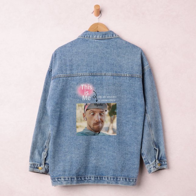 Minimal and Funny Custom Add Photo With Text  Denim Jacket (Hangar)