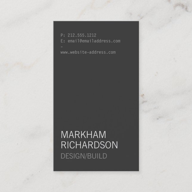 Minimal and Modern Dark Grey Business Card (Front)