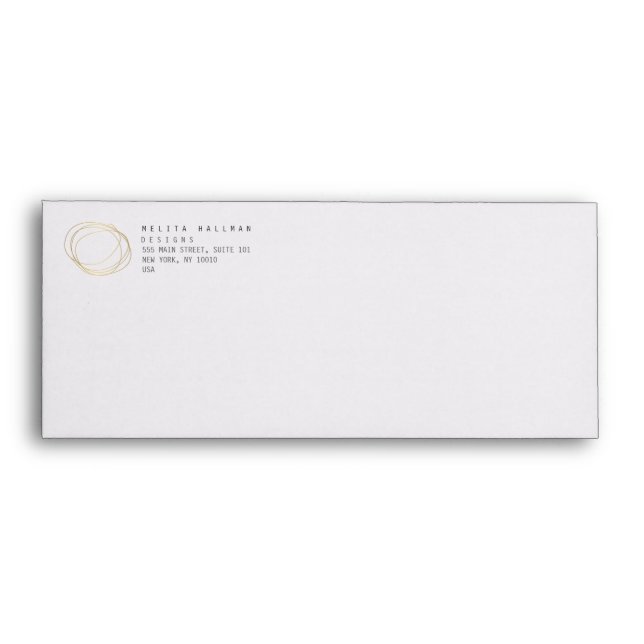 Minimal and Modern Designer Scribble Logo in Gold Envelope (Front)